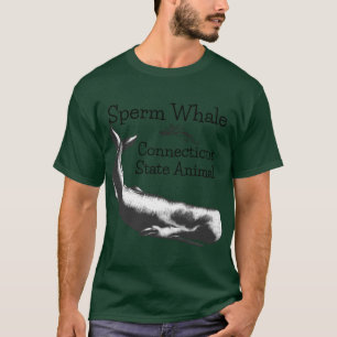 Sperm Whale Connecticut State Animal Line Drawing  T-Shirt