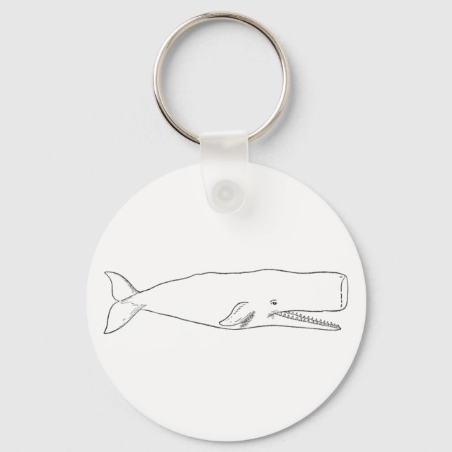 Sperm Whale Illustration (line art) Key Ring (Front)