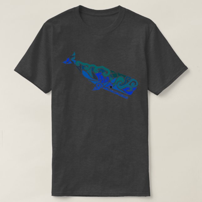 Sperm Whale Tribal Design Coloured T-Shirt (Design Front)
