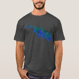 Sperm Whale Tribal Design Coloured T-Shirt