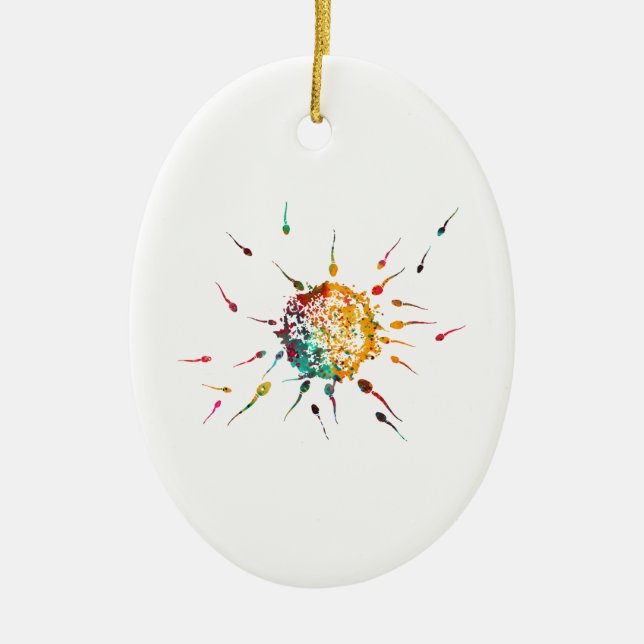 Sperms and Egg Ceramic Ornament (Front)