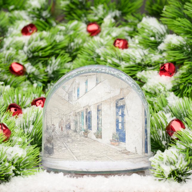 Spetses Greece Traditional Street Scene  Snowglobe (Christmas)