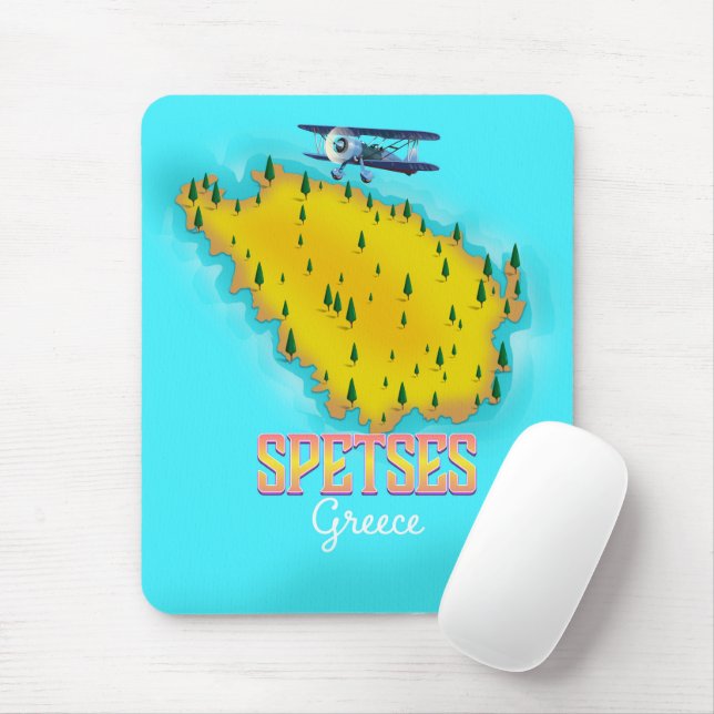 Spetses Greek Island map travel poster Mouse Pad (With Mouse)