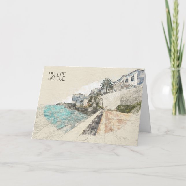 Spetses Island Greece Greeting Card | Scenic Greek (Front)