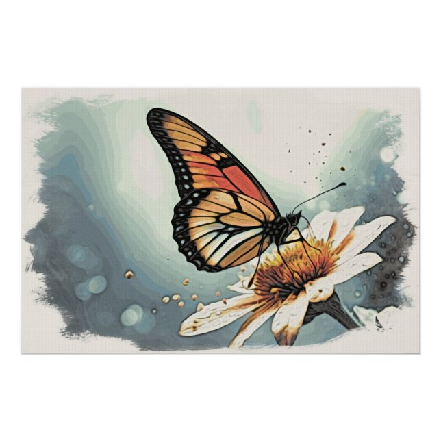 *~* Spft  Colours Monarch Butterfly Flower AP52 Poster (Front)