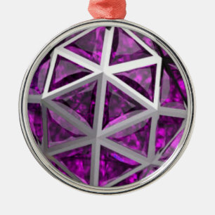 Sphere Amethyst Gemstone Purple Metal Ornament