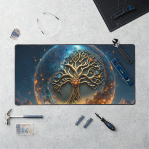 Sphere of Life – The Golden World Tree.  Desk Mat