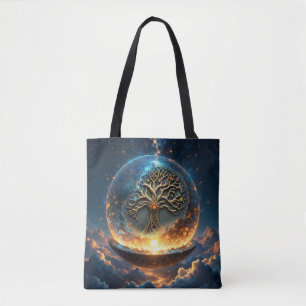 Sphere of Life – The Golden World Tree. Tote Bag