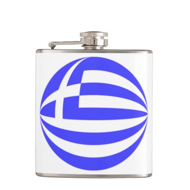 Sphere of the Greek Flag Hip Flask (Front)