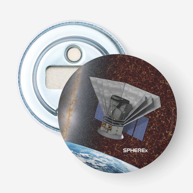 SPHEREx Galaxy Hunter Spacecraft Bottle Opener (Front)