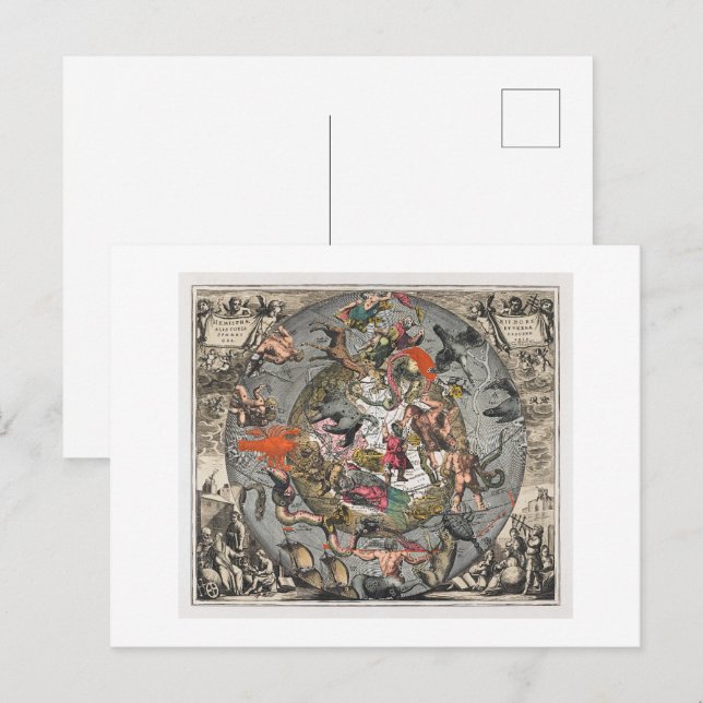 Spherical Scenograph  (1660) by Andreas Cellarius. Postcard (Front/Back)