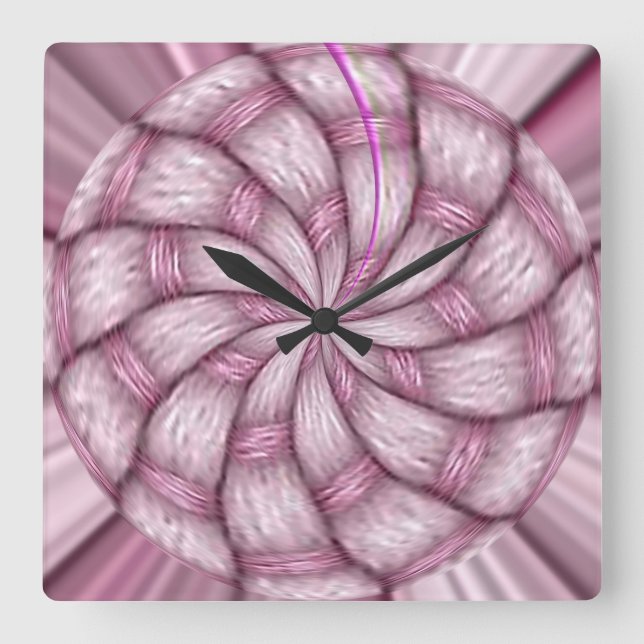 Spherized Pink Multi Tone Design Square Wall Clock (Front)