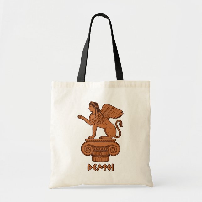 Sphinx at Delphi - Ancient Greek Red Figure Tote Bag (Front)