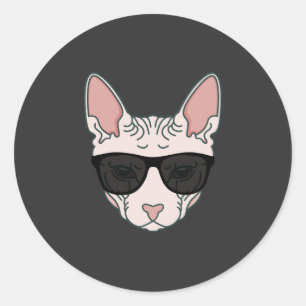 Sphinx Cat Black Sunglasses Classic Round Sticker