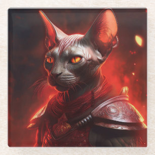 Sphinx Cat Warrior From Another Galaxy Glass Coaster