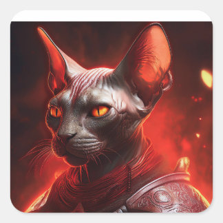Sphinx Cat Warrior From Another Galaxy Square Sticker