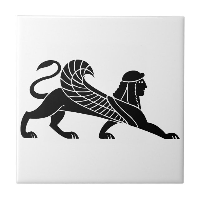 Sphinx, Greek relief design Ceramic Tile (Front)