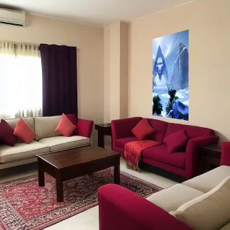 Sphinx in the winter snow | AI Art  Poster