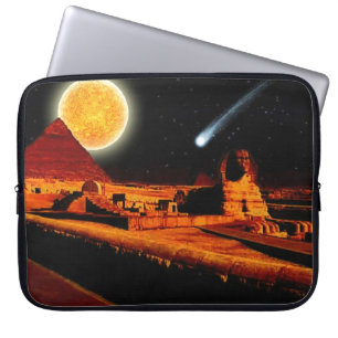 Sphinx & Moon over Egyptian Giza Pyramids Art Gift Laptop Sleeve
