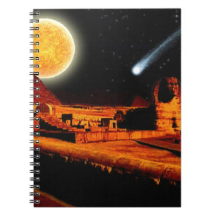Sphinx & Moon over Egyptian Giza Pyramids Art Gift Notebook