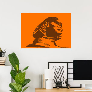 Sphinx Mythical Creature On Orange Poster