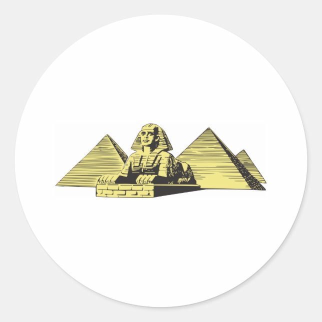 Sphinx Pyramid Egypt Classic Round Sticker (Front)