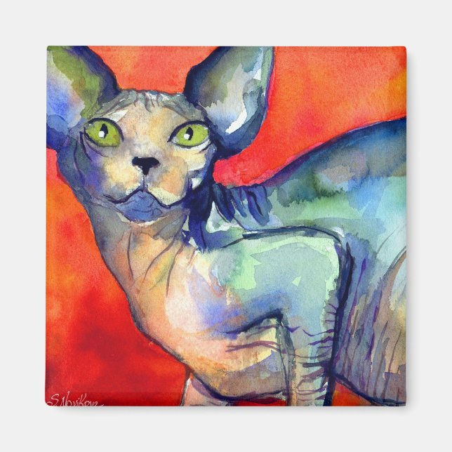 Sphinx sphynx cat #6 painting magnet (Front)