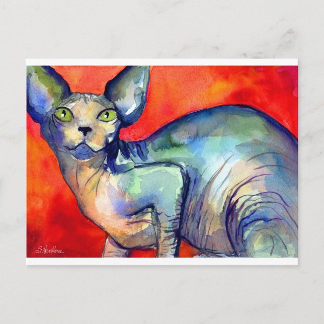 Sphinx sphynx cat #6 painting postcard (Front)
