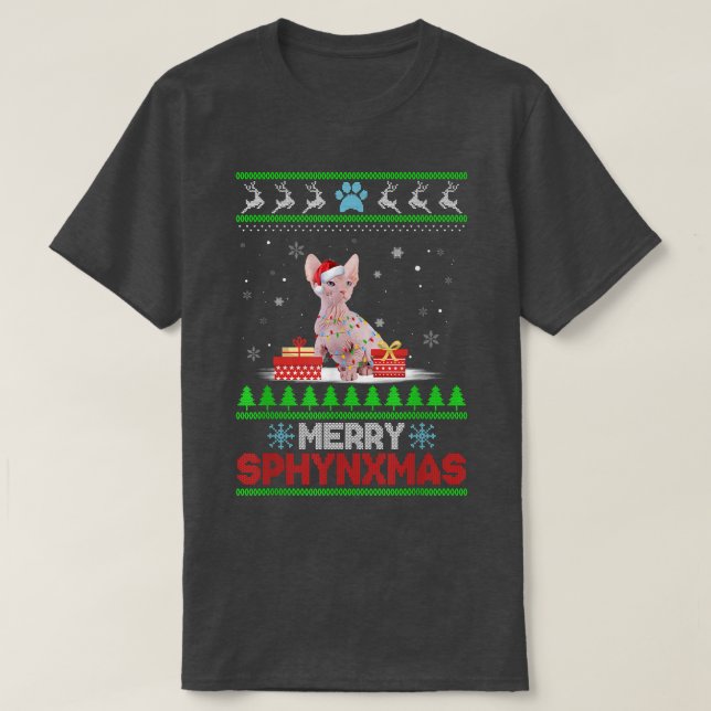 Sphyn Cat Lover Christmas Ugly Xmas Sweater Sphyn  (Design Front)