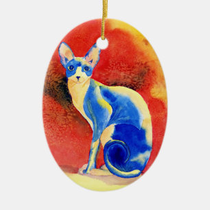 Sphynx Cat #3 Ceramic Tree Decoration