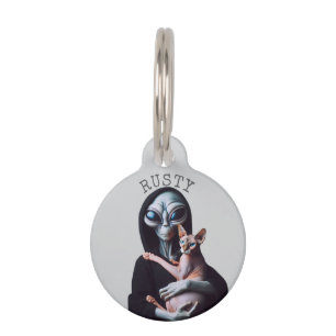 Sphynx Cat Alien Funny Pet Tag