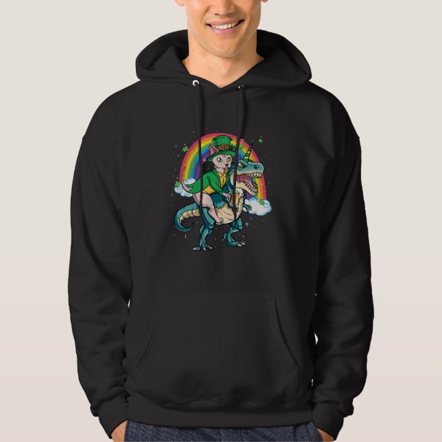 Sphynx Cat Beer Dino Rex Horn Rainbow Hoodie (Front)