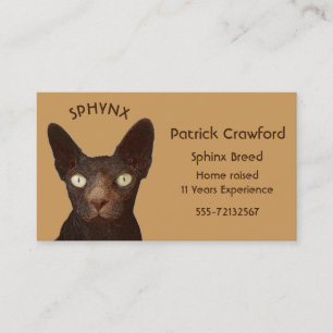 Sphynx Cat Breeder And Training Business Card