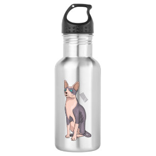 Sphynx cat cartoon illustration 532 ml water bottle