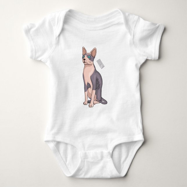 Sphynx cat cartoon illustration  baby bodysuit (Front)