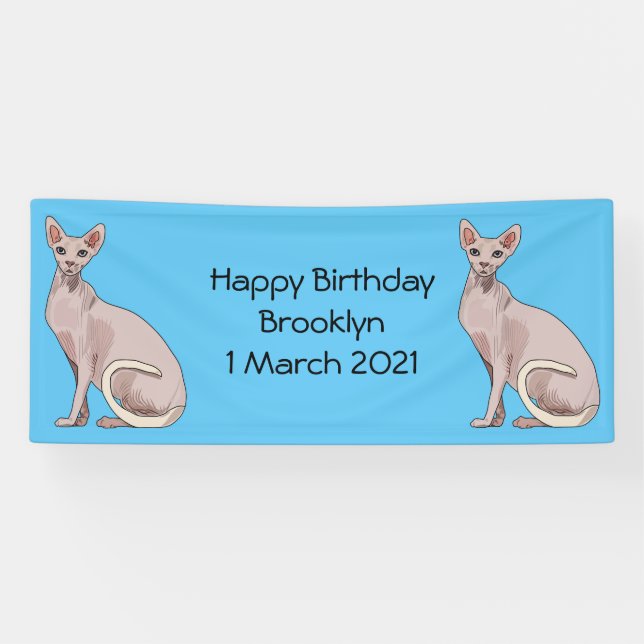 Sphynx cat cartoon illustration banner (Horizontal)