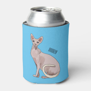 Sphynx cat cartoon illustration  can cooler