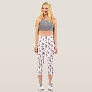 Sphynx cat cartoon illustration  capri leggings