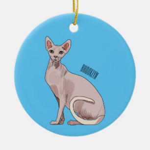 Sphynx cat cartoon illustration  ceramic ornament