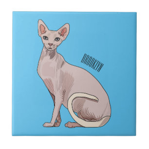 Sphynx cat cartoon illustration ceramic tile