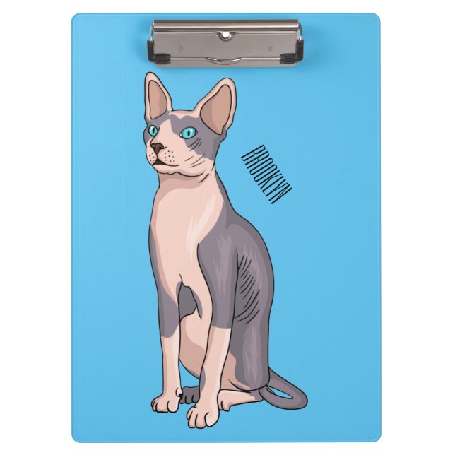 Sphynx cat cartoon illustration clipboard (Front)