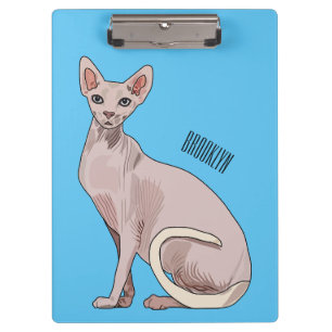 Sphynx cat cartoon illustration  clipboard