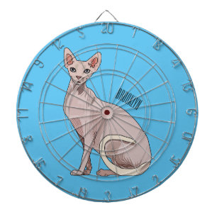 Sphynx cat cartoon illustration  dartboard