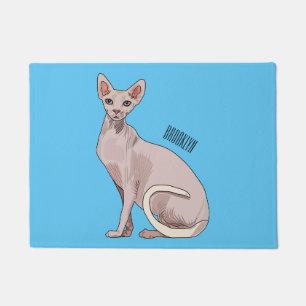 Sphynx cat cartoon illustration doormat