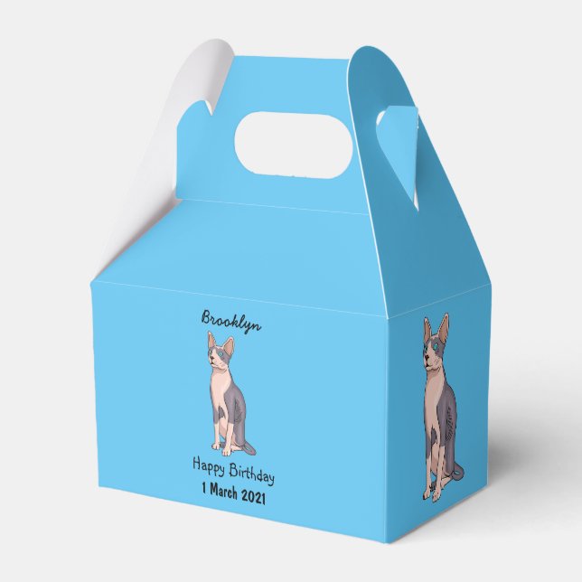 Sphynx cat cartoon illustration favour box (Front Side)