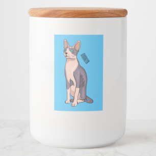 Sphynx cat cartoon illustration food label