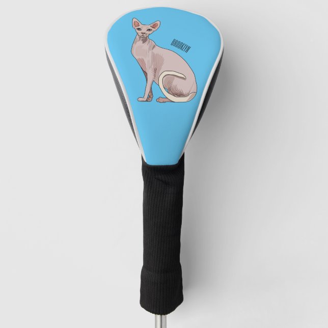 Sphynx cat cartoon illustration  golf head cover (Front)
