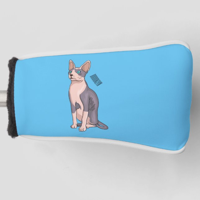 Sphynx cat cartoon illustration  golf head cover (Front)