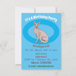 Sphynx cat cartoon illustration invitation