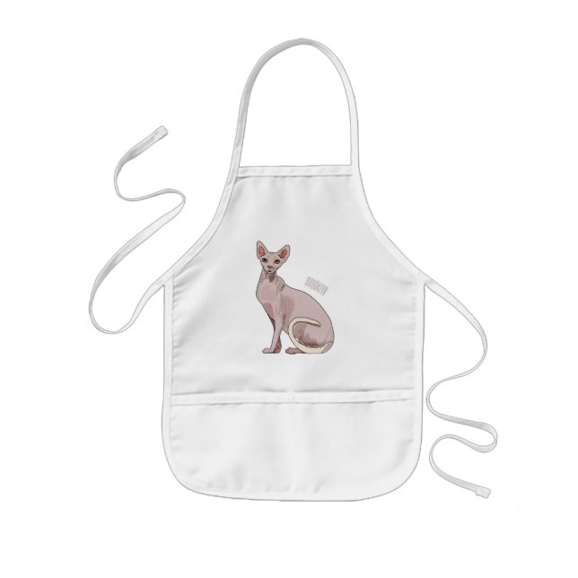 Sphynx cat cartoon illustration  kids apron (Front)